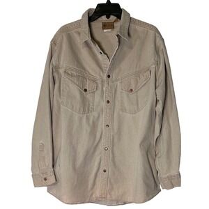 Outback Company Outfitters Mens Shirt Button Up Beige Workwear Camp *See photos